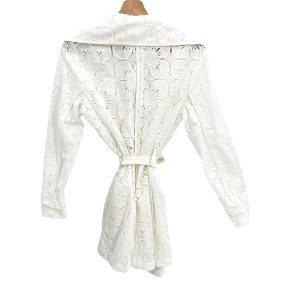 TRINA TURK Off White Lace Belted Wrap Jacket Size 6 - Picture 3 of 10